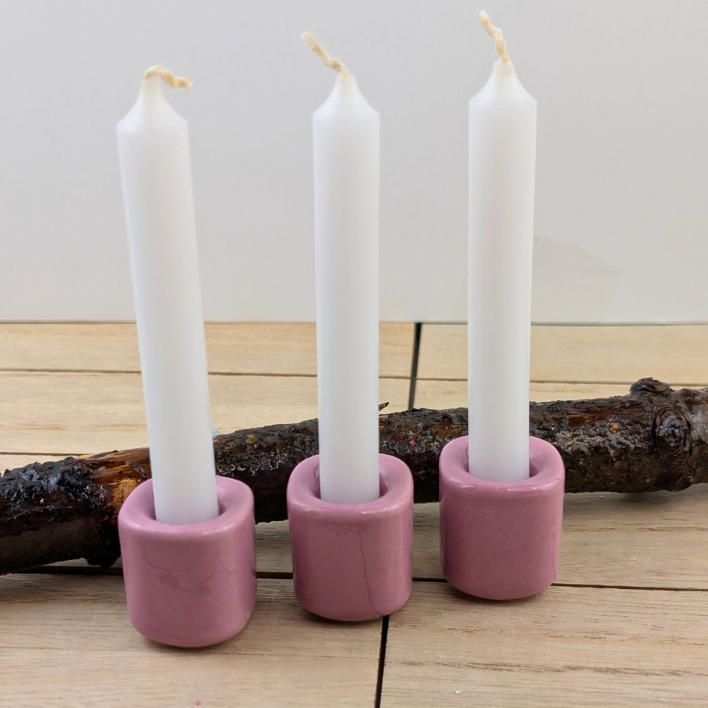 Heart chakra candle holder in soft pink ceramic