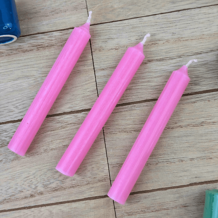 Set of pink candles for love and healing rituals