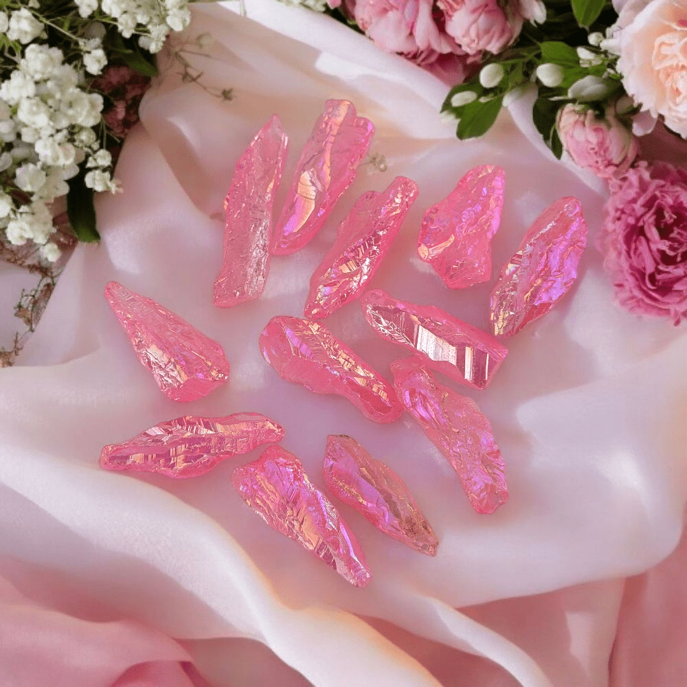 Quartz point with pink shimmer