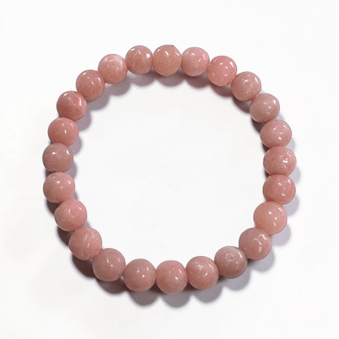 Pink opal stretch bracelet for inner peace and emotional comfort for the heart chakra. Available at Zen Collection Crystal Store in Barrie. Shop in-store or online now