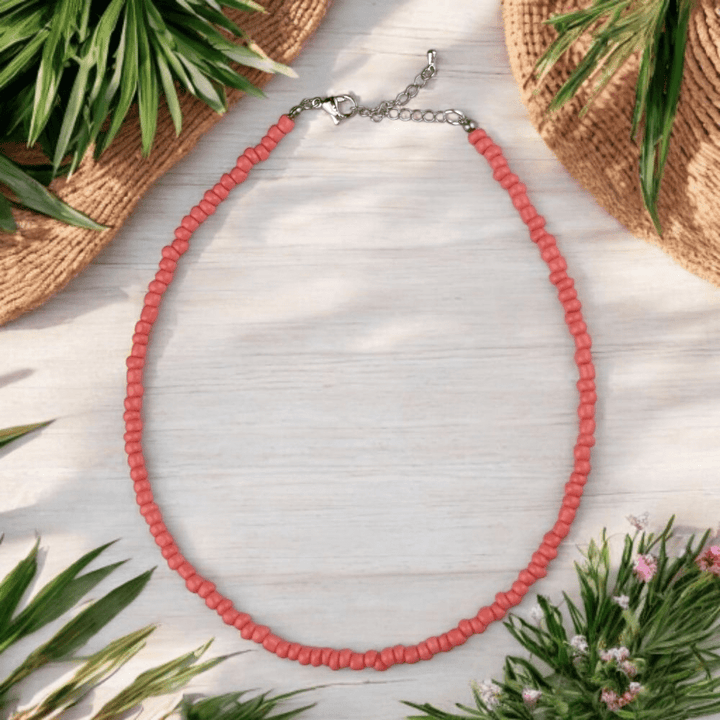 handmade pink bead choker