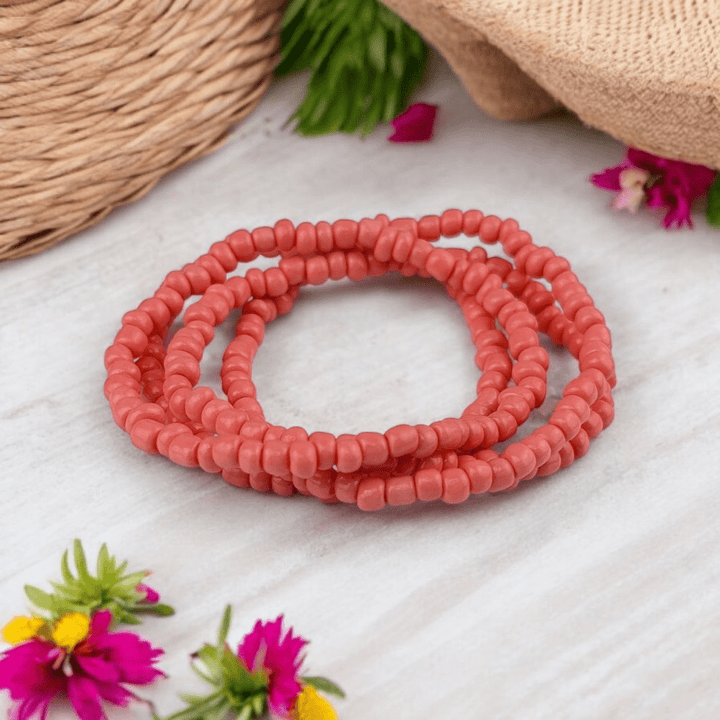pink seed bead anklets