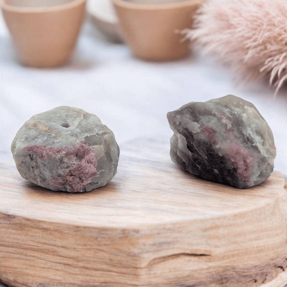 Pink incense holder with drilled stick hole