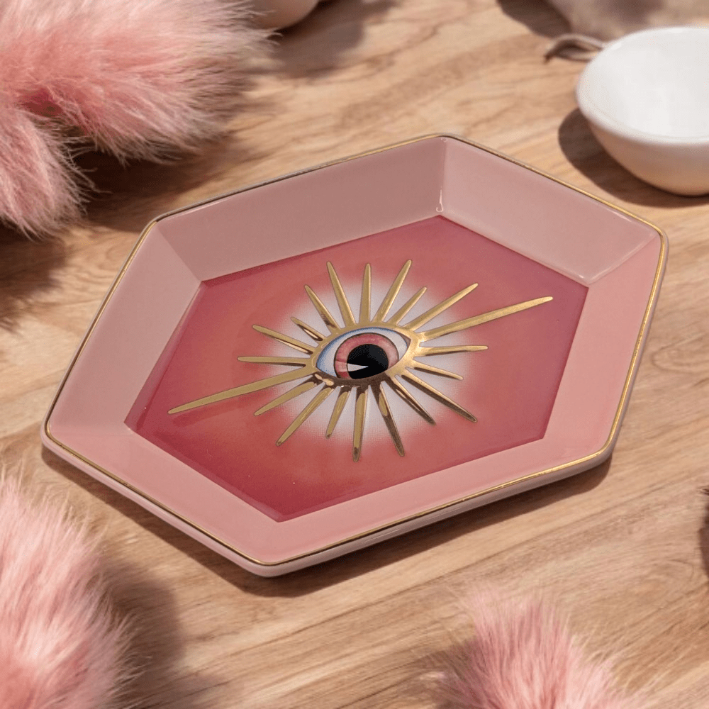 Pink ceramic dish for spiritual protection