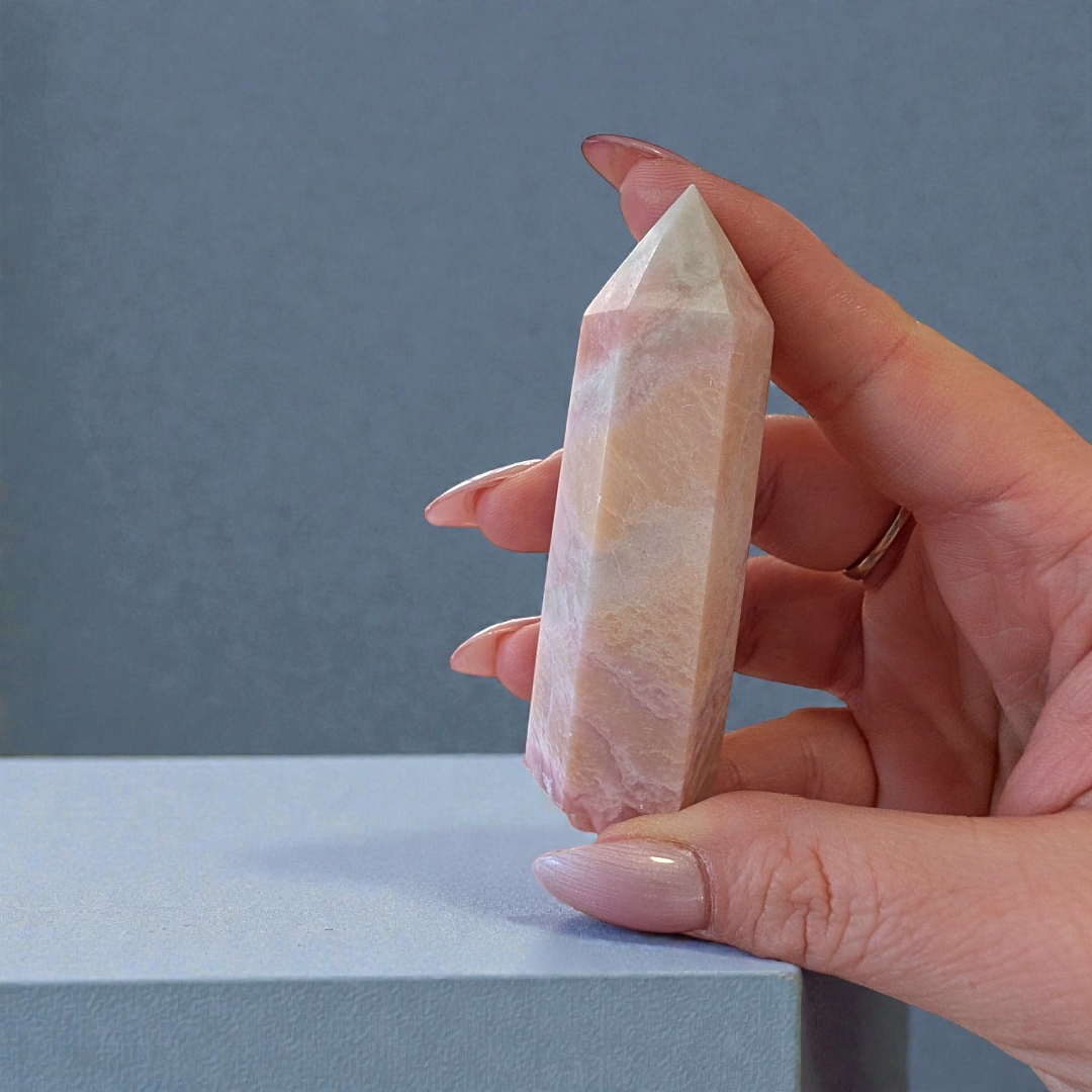 Heart chakra crystals like pink opal tower crystal available at zen collection crystal store near me