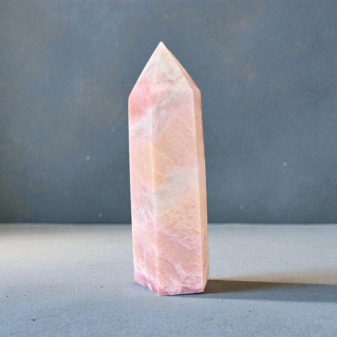 Heart chakra crystals like pink opal tower crystal available at zen collection crystal store near me