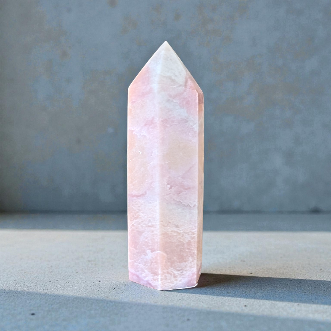 Heart chakra crystals like pink opal tower crystal available at zen collection crystal store near me