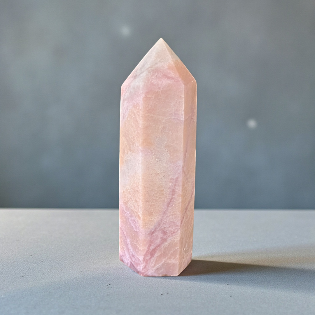 Heart chakra crystals like pink opal tower crystal available at zen collection crystal store near me