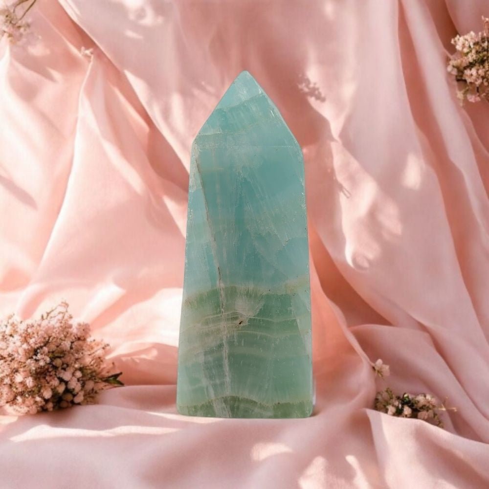 Pistachio Calcite Crystal Tower for emotional strength