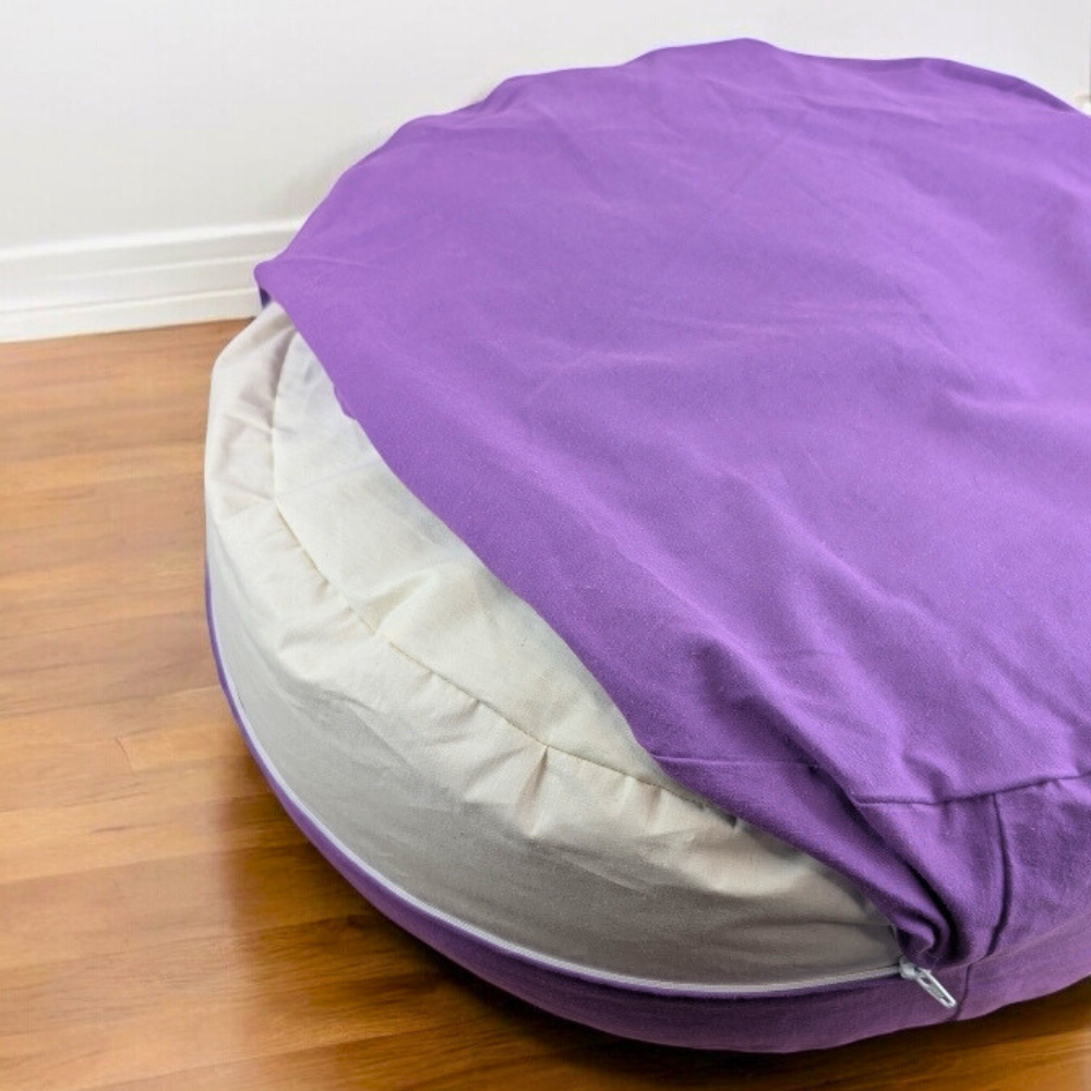 Comfortable purple cushion for meditation and yoga