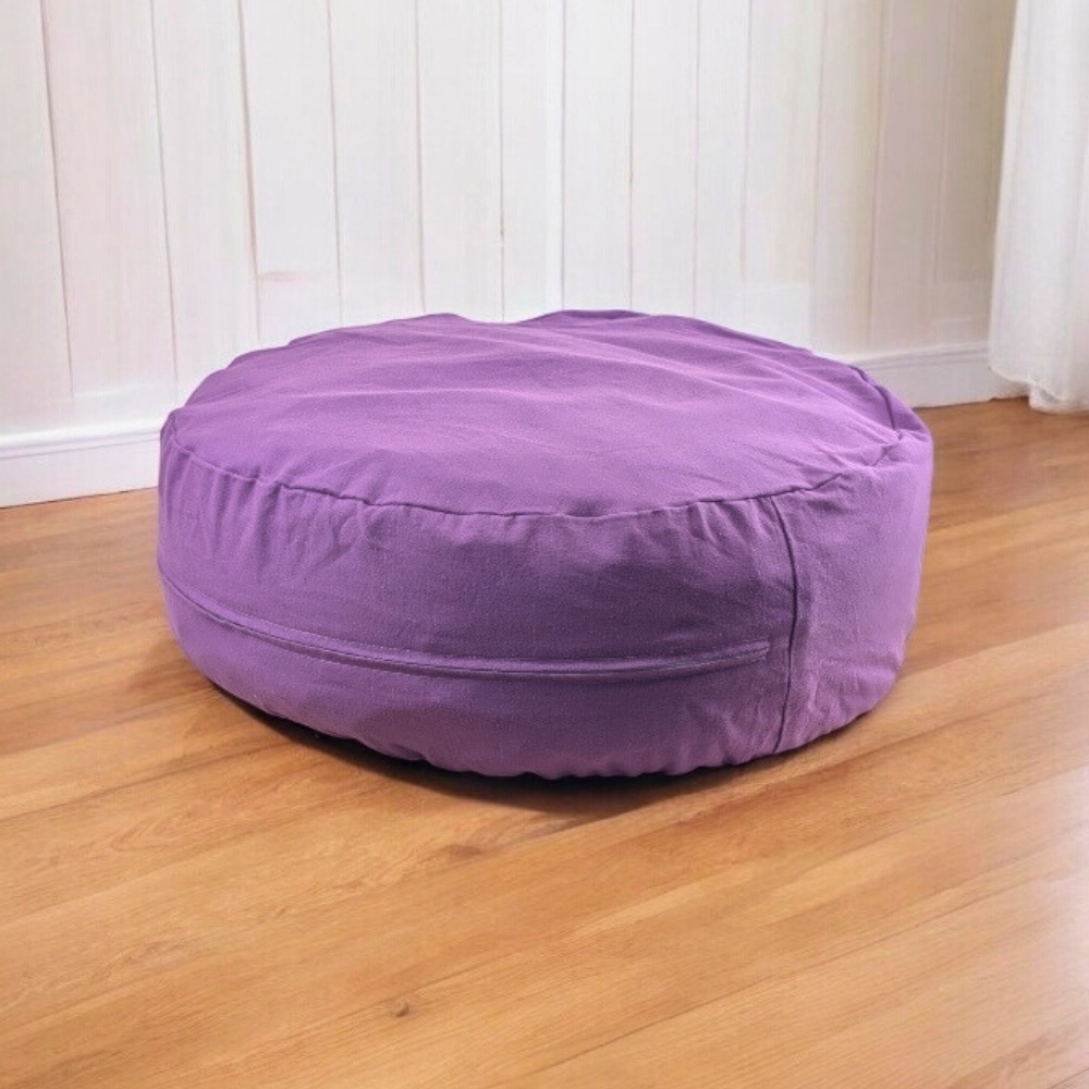 Zafu meditation cushion in elegant purple design