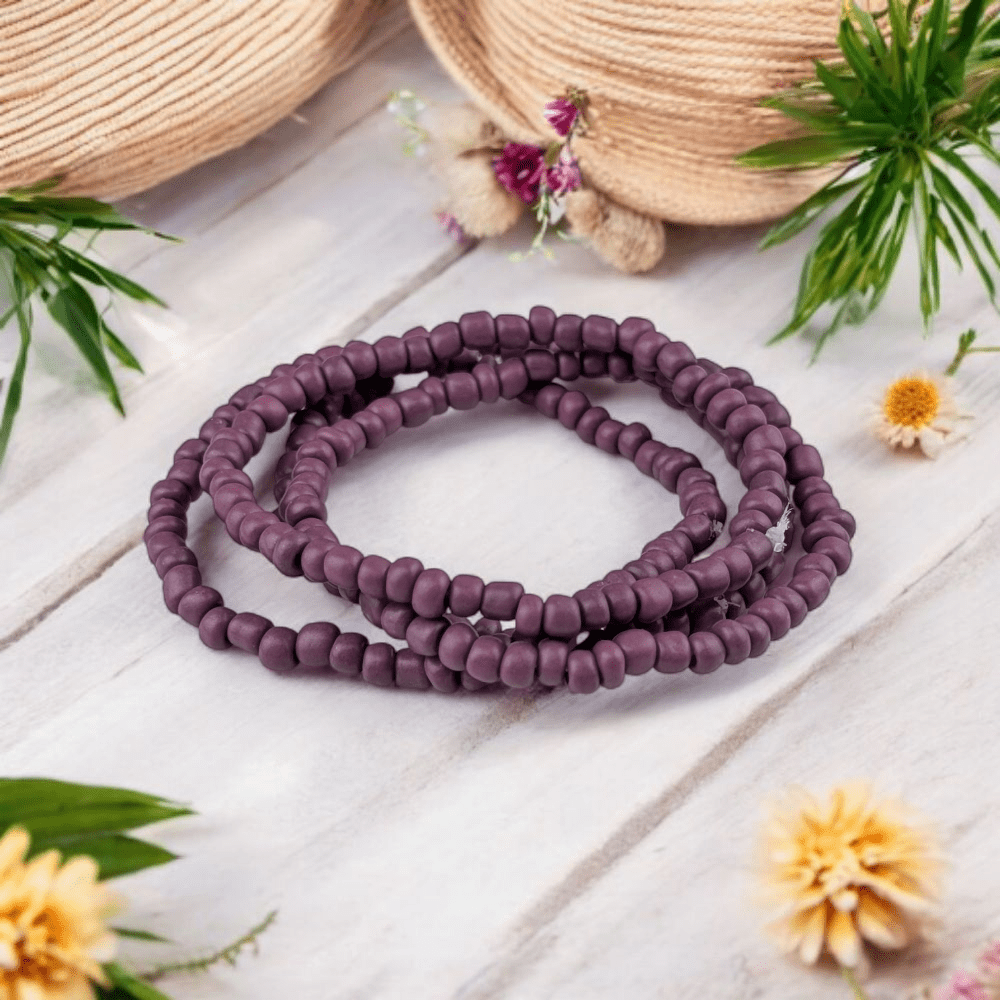 purple seed bead anklet set
