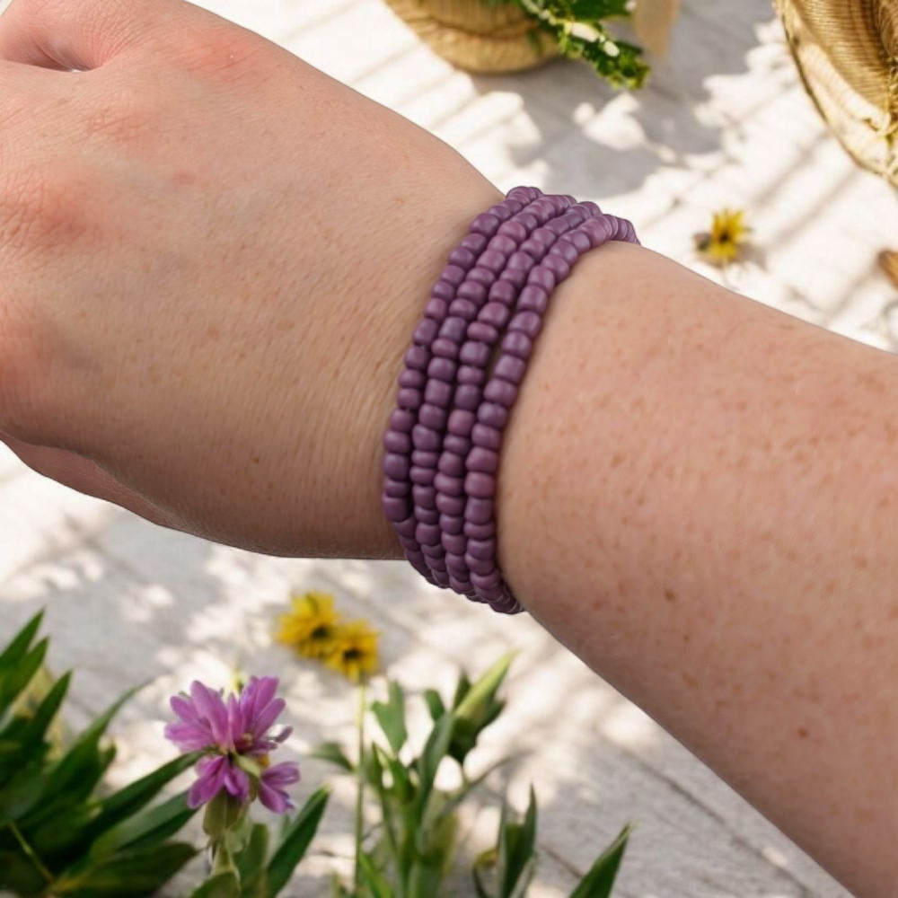 stretch purple beaded bracelets handmade