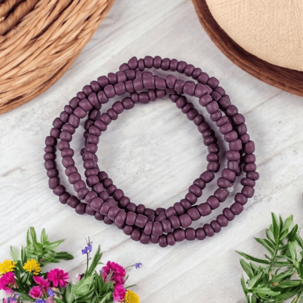 handmade purple seed bead choker