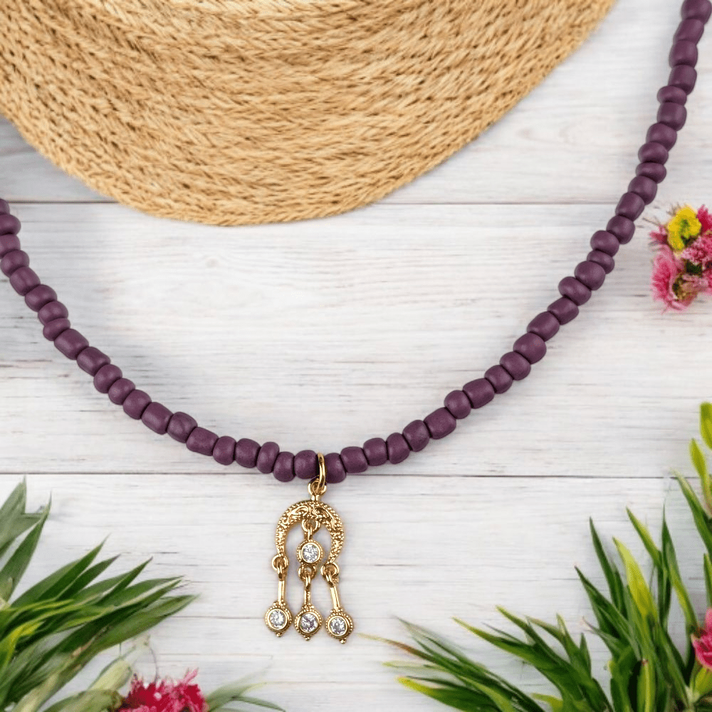 summer seed bead jewelry with charm