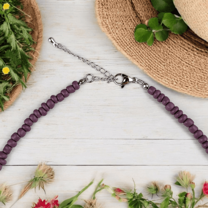 adjustable purple bead necklace