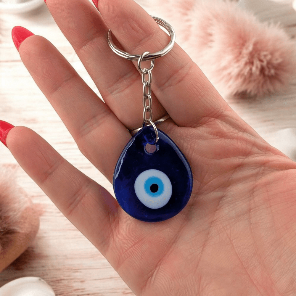 Royal blue teardrop evil eye charm