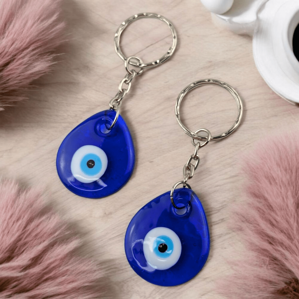 Handmade glass evil eye keyring