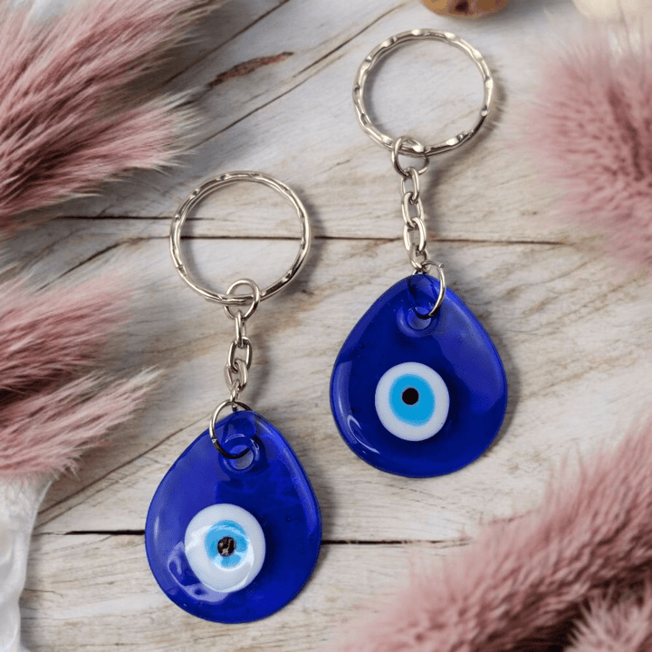Teardrop keychain with protective symbol