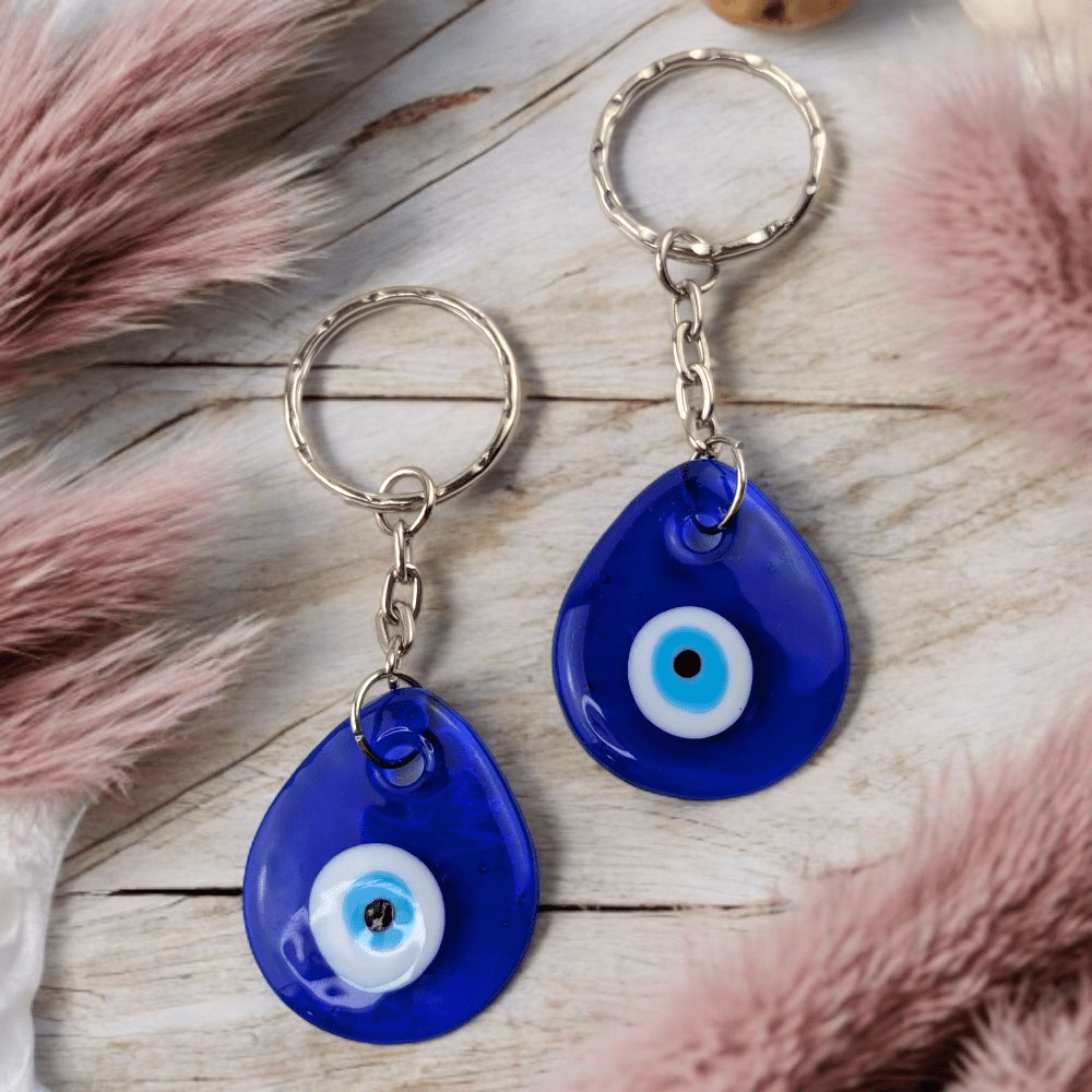 Teardrop keychain with protective symbol