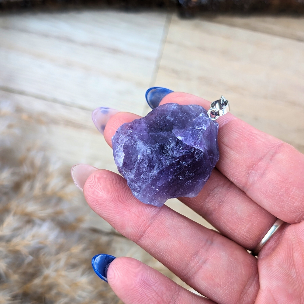 Amethyst pendant necklace with eco-friendly packaging