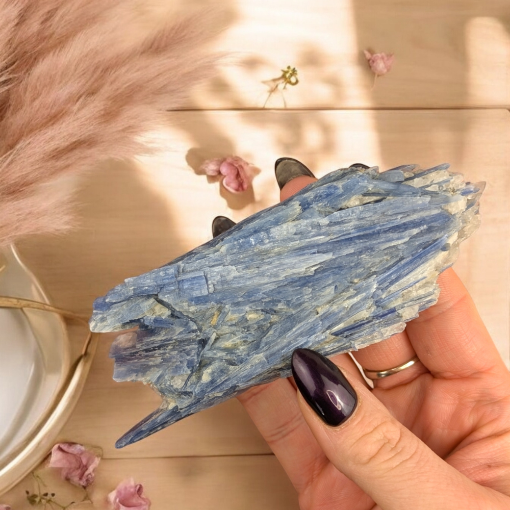 Blue Kyanite Cluster with natural textures and layers