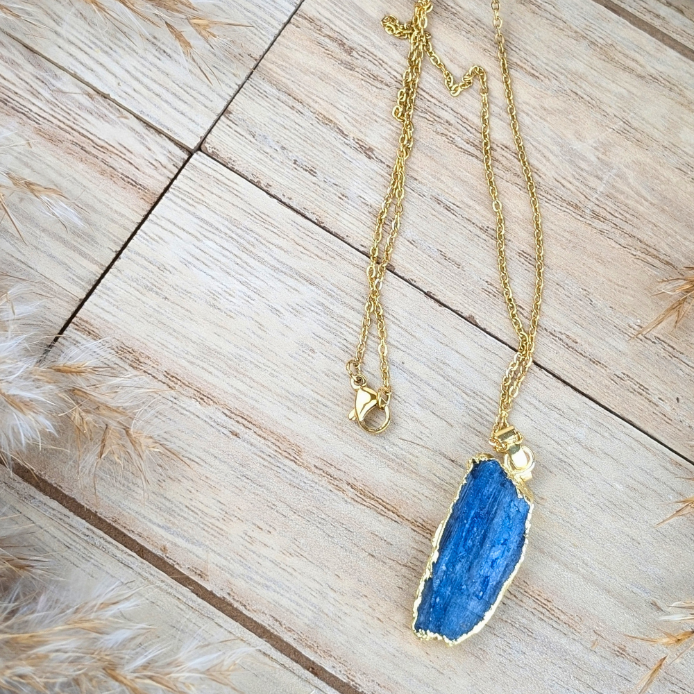 Raw Kyanite Necklace for calm, clarity, and chakra alignment