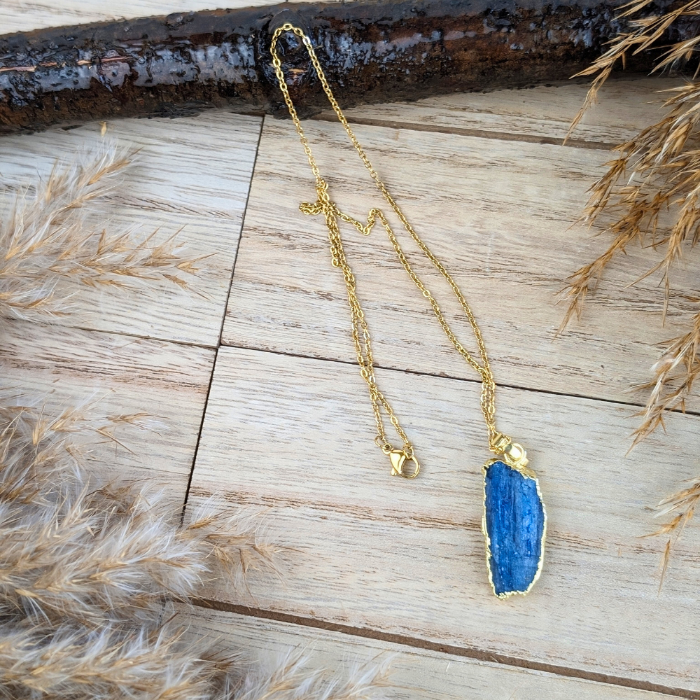 Stylish Raw Kyanite Necklace with a raw crystal pendant for daily wear