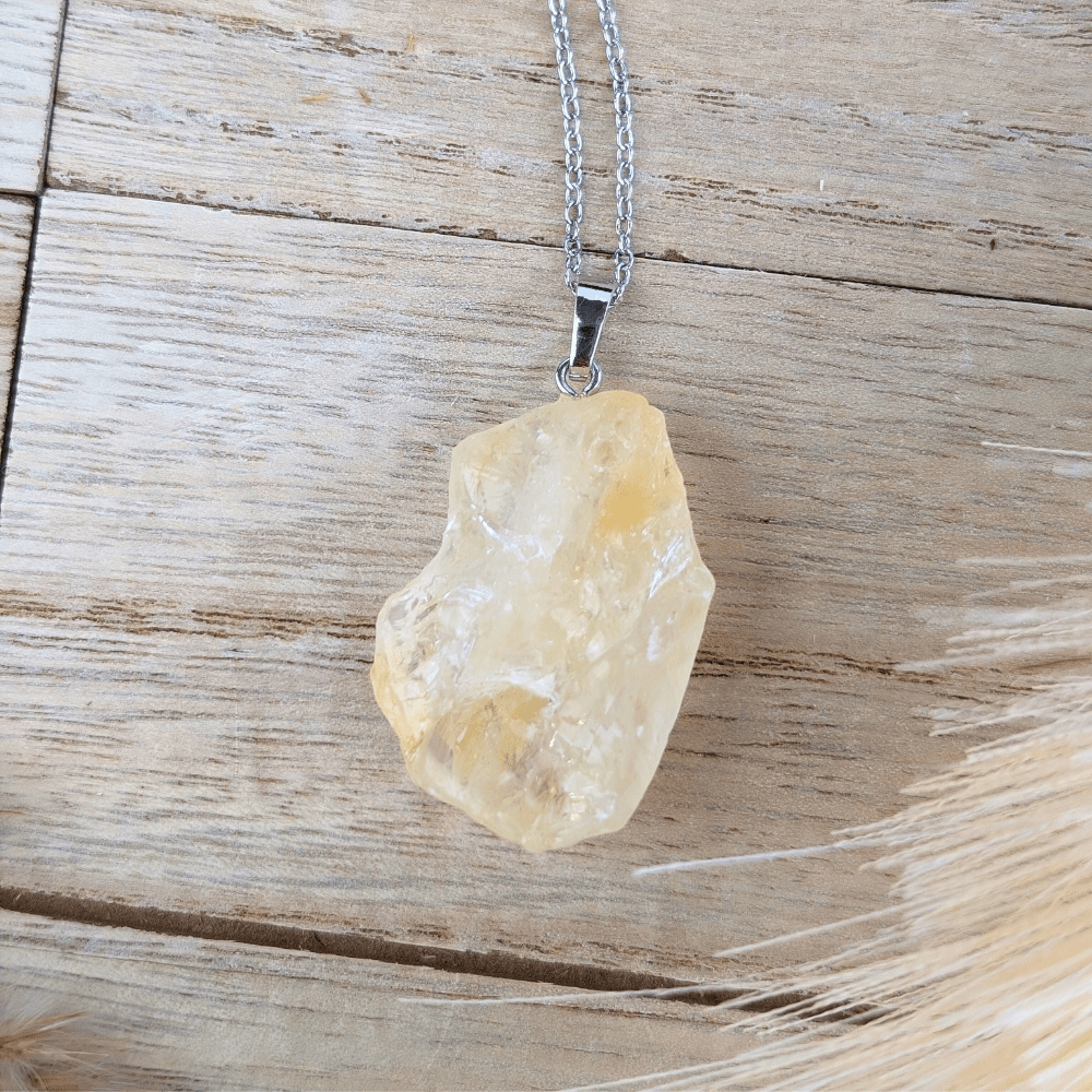 Raw Citrine Crystal Necklace for Abundance