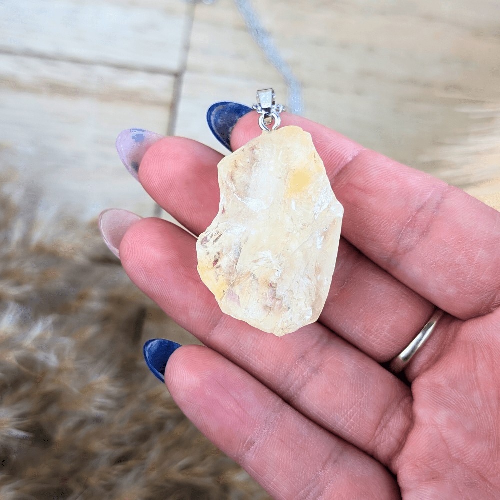 Handmade Citrine Necklace with Stainless Steel Chain