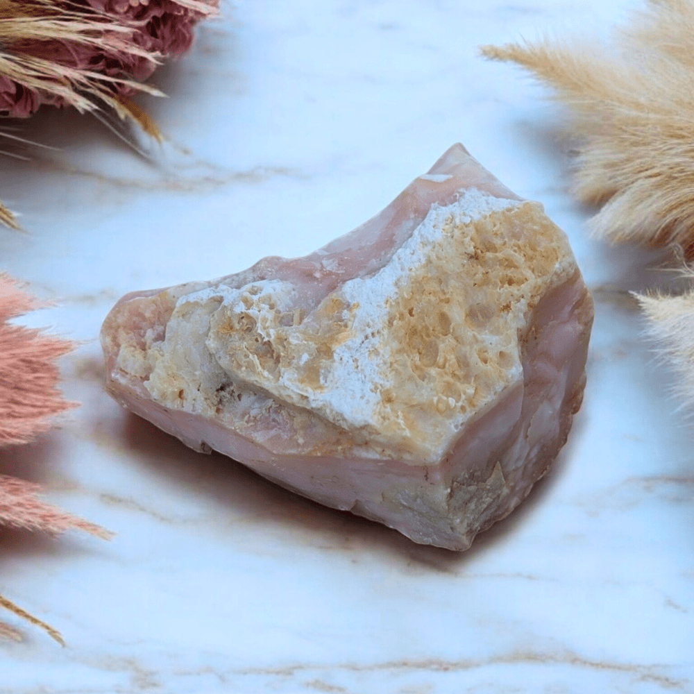 Natural raw Pink Opal with inclusions