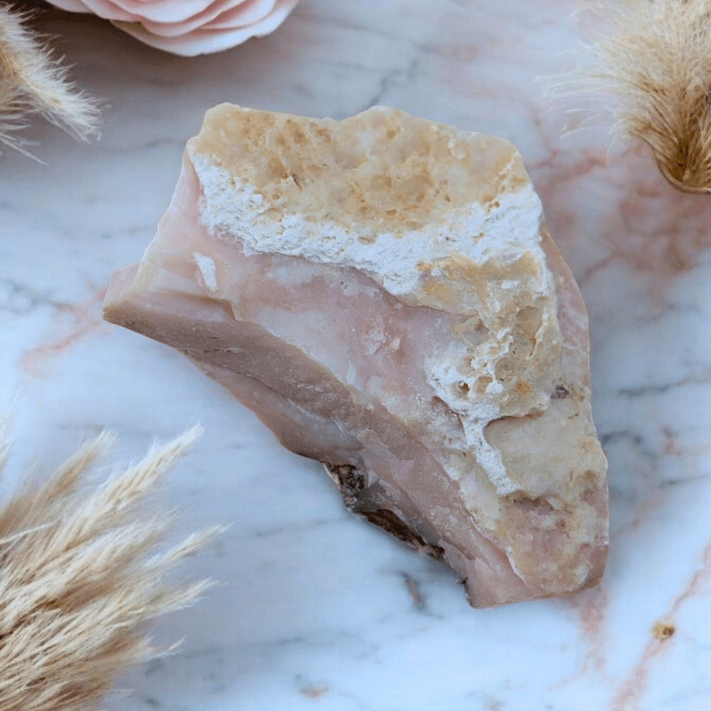 Solar Plexus and Heart Chakra Pink Opal