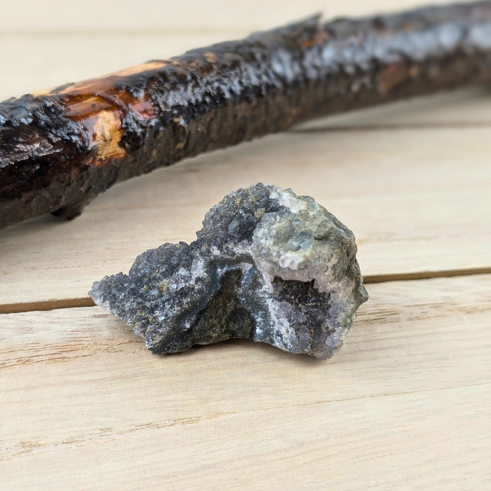 Iridescent amethyst cluster for grounding and spiritual growth