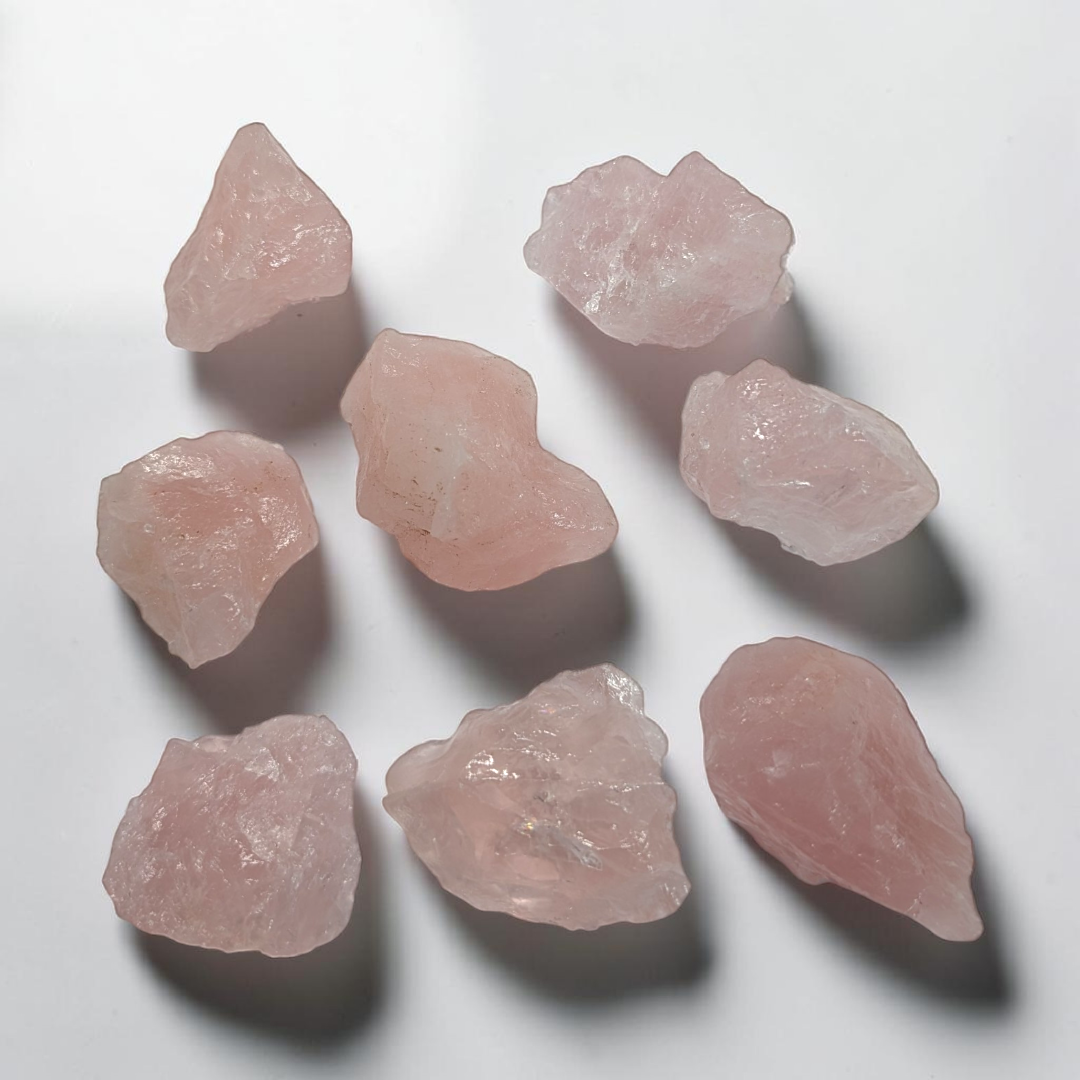 Raw rose quartz for heart chakra work and meditation support