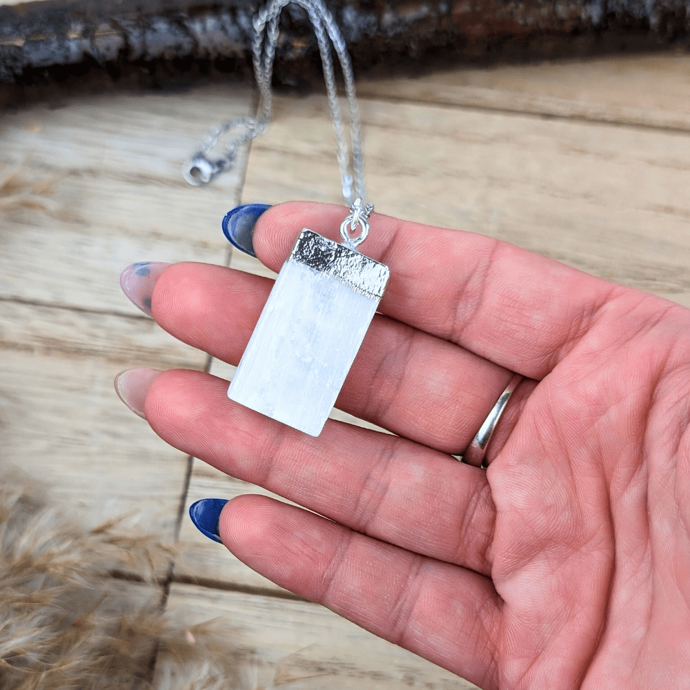 Selenite pendant necklace for clarity and renewal