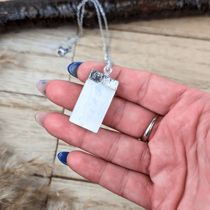 Selenite pendant necklace for clarity and renewal