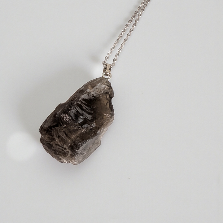 Handmade Smoky Quartz Necklace with Stainless Steel Chain