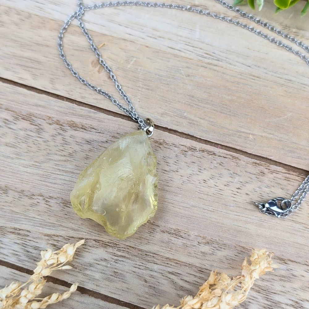 Natural lemon quartz pendant necklace for emotional healing