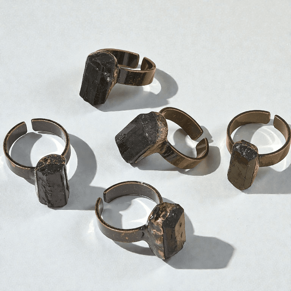 Black Tourmaline Open Cuff Ring