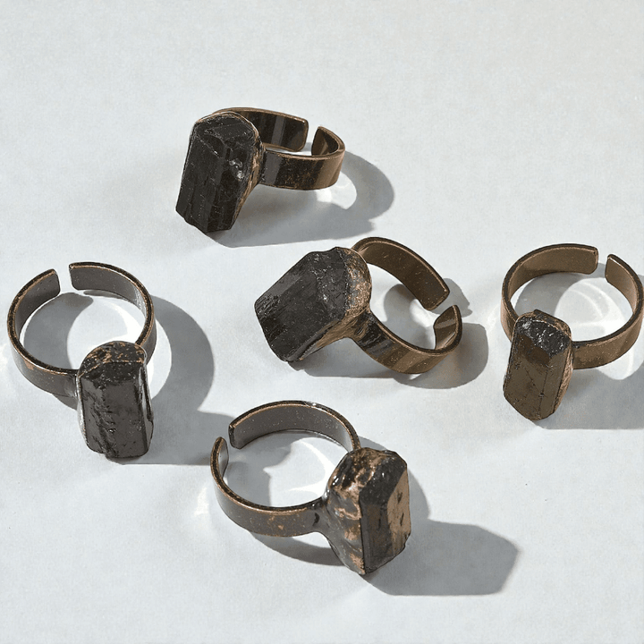 Black Tourmaline Open Cuff Ring