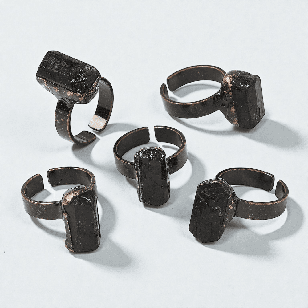 Black Tourmaline Open Cuff Ring
