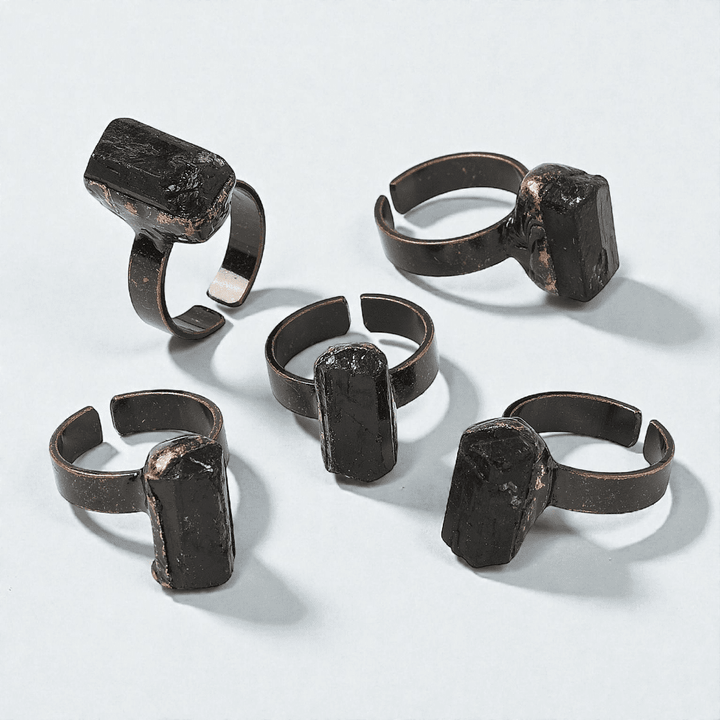Black Tourmaline Open Cuff Ring