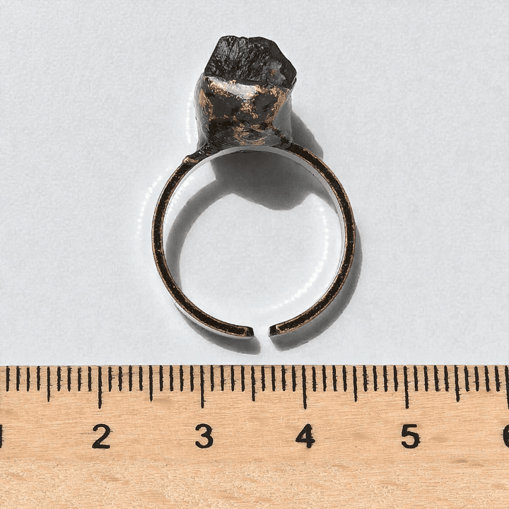 Black Tourmaline Open Cuff Ring