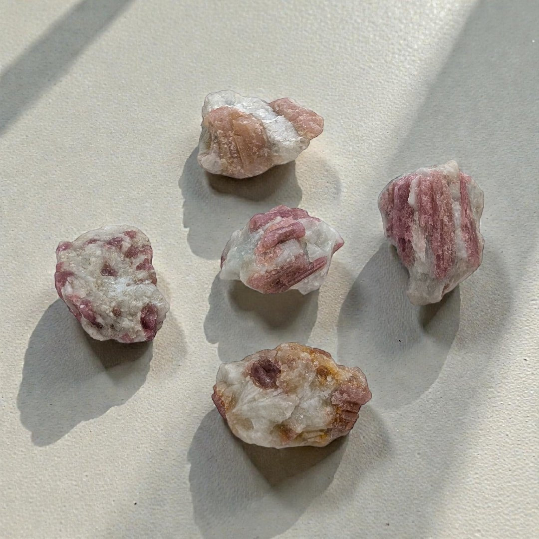 Pink tourmaline crystal for grief and emotional support available at zen collection crystal store