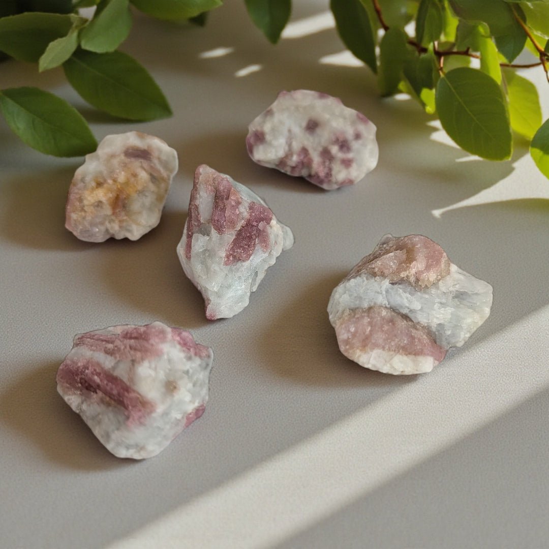 Pink tourmaline crystal for grief and emotional support available at zen collection crystal store