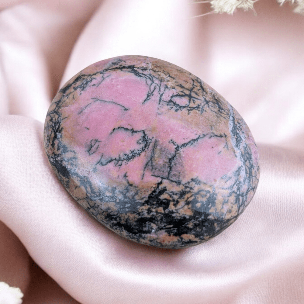 Rhodonite Crystal Palm Stone for emotional healing