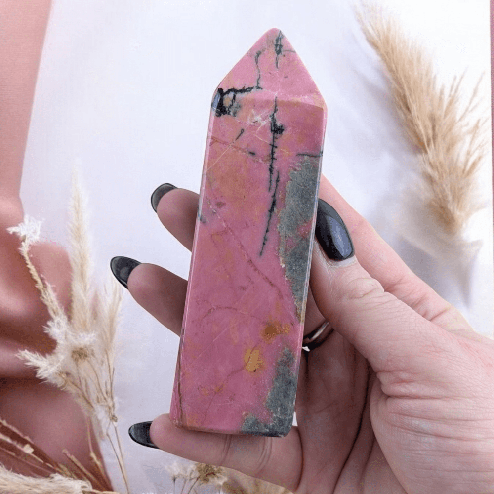 Cleansed and charged Rhodonite Tower for energy healing