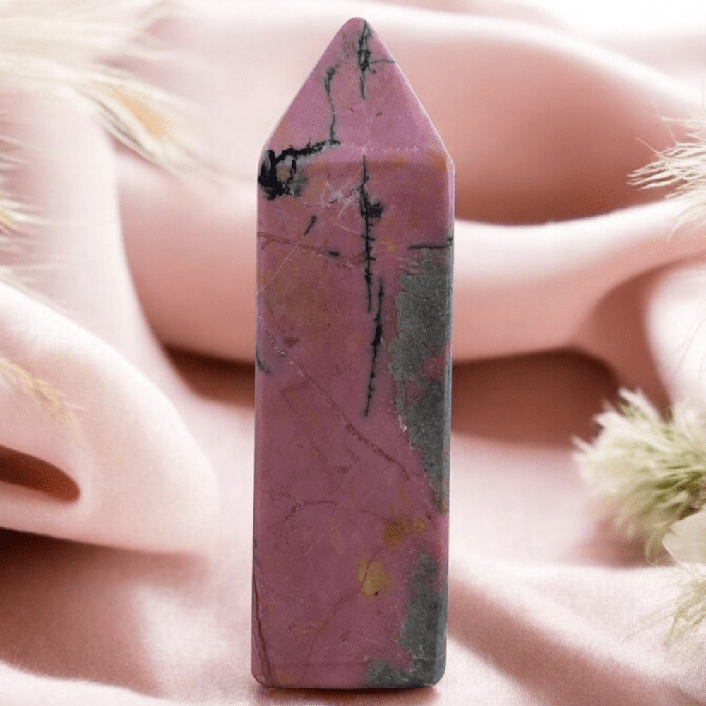 Heart Chakra Rhodonite crystal tower for inner peace