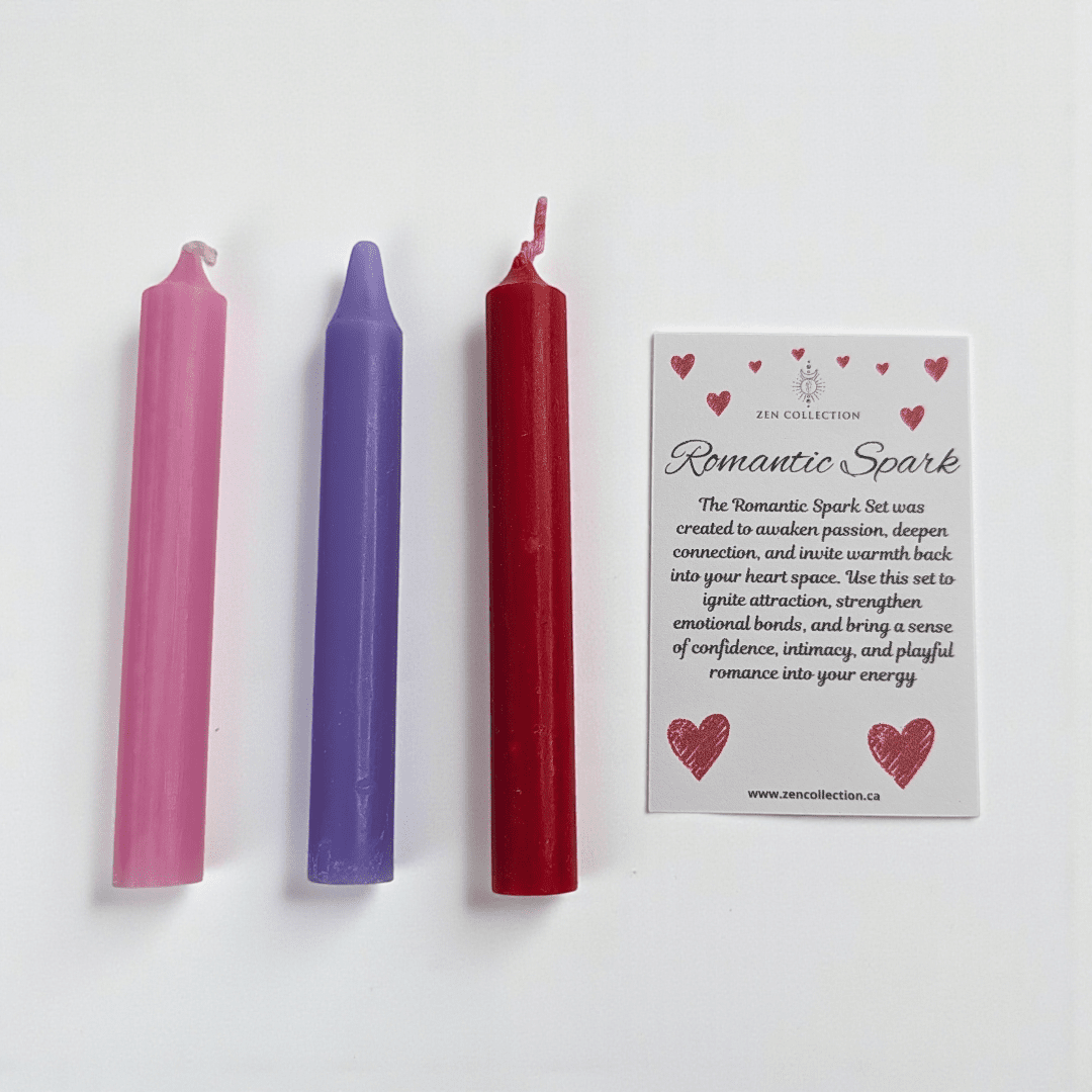 Romantic spell candle set available at zen collection metaphysical store in Barrie. Shop in-store or online