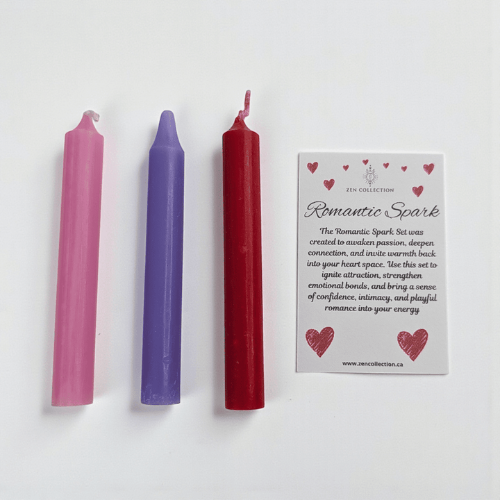 Romantic spell candle set available at zen collection metaphysical store in Barrie. Shop in-store or online